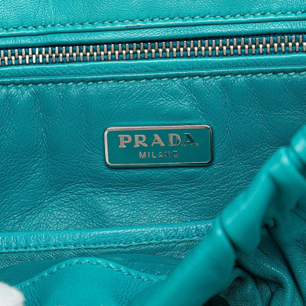 Prada Nappa Gaufre Chain Shoulder Bag Blue Leather - Picture 7 of 9